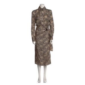 Scandal Theodore 100% Silk Floral Wrap Midi Dress US4 | Belted Tie Closure